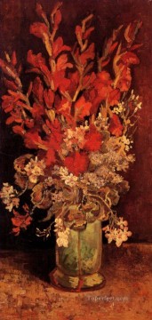 Flores Painting - Jarrón con gladiolos y claveles Vincent van Gogh Impresionismo Flores